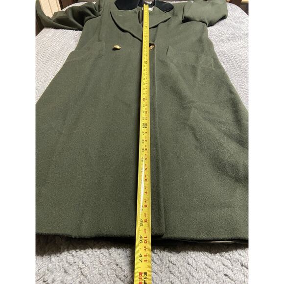 Vintage Bill Blass Signature Size 4 Green Heavy Coat Velvet Collar Gold Buttons - Picture 15 of 16